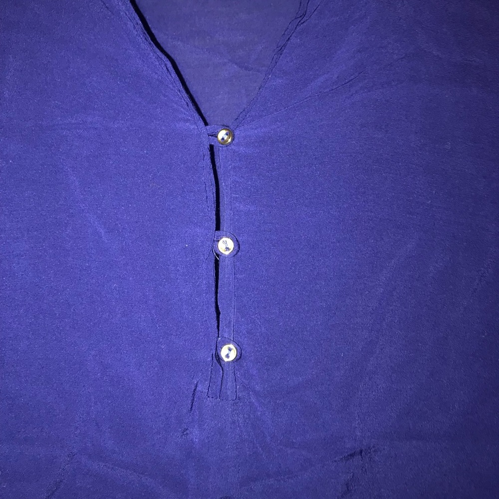 ZARA WOMAN (M) - BLUE BLOUSE GOLD BUTTONS EUC - Picture 4 of 6